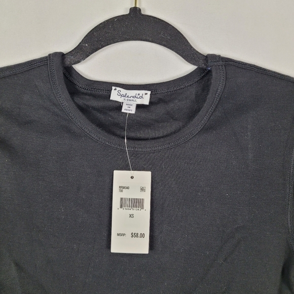 NEW SPLENDID Women's The Classic Long Sleeve White Tee Sz XS NWT $58 RF8K540 - Picture 2 of 6
